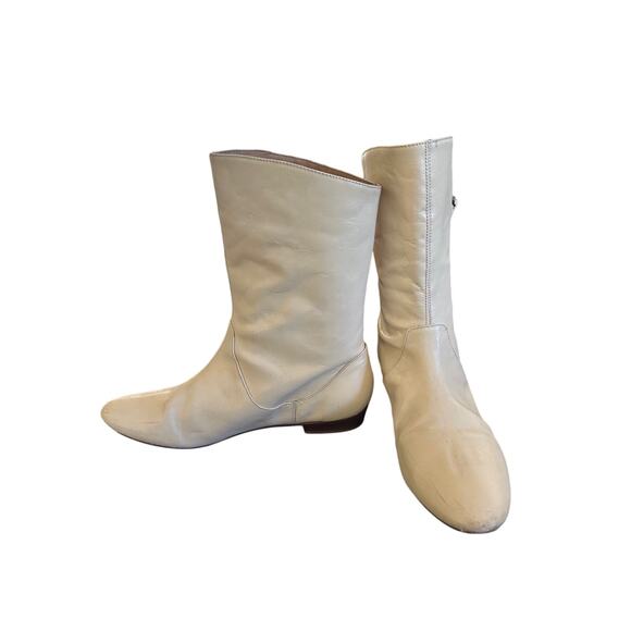 Frye Cowboy Boots Leather Vintage Booties Womens SZ10M Cream/Ivory Mid Leg - Picture 4 of 11